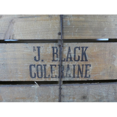 84 - A large vintage 'J Black, Coleraine' wooden crate.