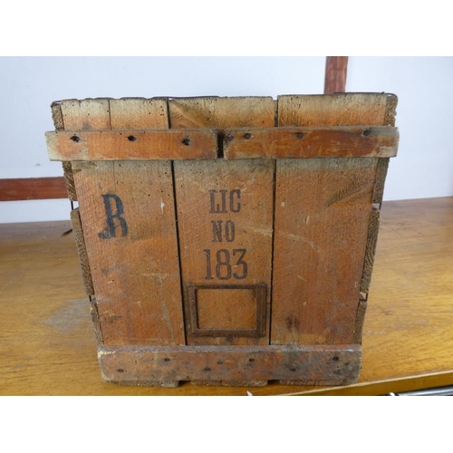 84 - A large vintage 'J Black, Coleraine' wooden crate.