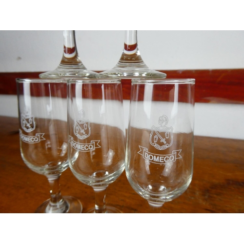 90 - A set of six Domecq sherry glasses.