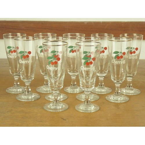 99 - A set of 11 vintage Cherry B glasses.