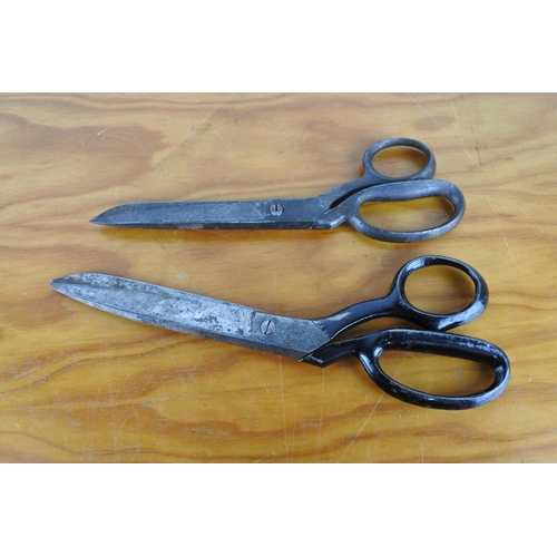 100 - Two vintage dress making/ tailors scissors.