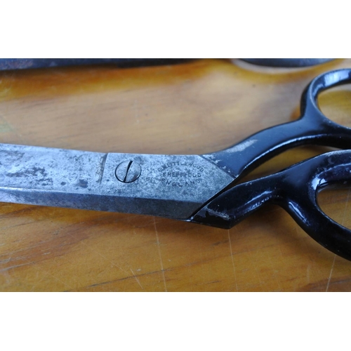 100 - Two vintage dress making/ tailors scissors.