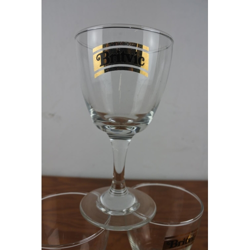 104 - A set of three vintage C&C glasses and a set of three vintage Britvic glasses.