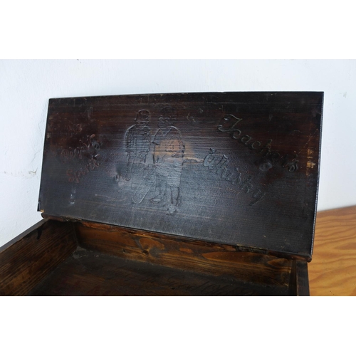 113 - A vintage wooden Teachers Whisky advertising box (stained)