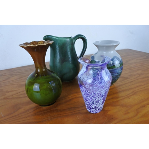 198 - A Highland stoneware pottery vase, a Caithness crystal vase and more.