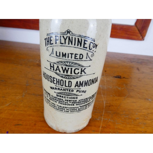 219 - The Plyninie co Limited Hawick Household ammonia antique stoneware bottle, measuring 29cm tall.