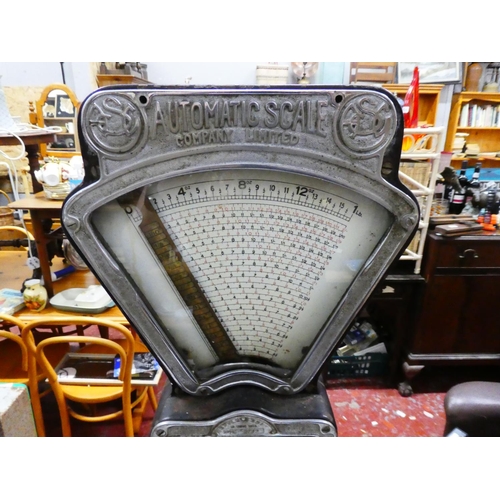 299 - An impressive set of  large antique shop weighing scales by Automatic Scales Ltd, London & Mancheste... 