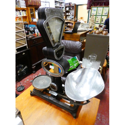 299 - An impressive set of  large antique shop weighing scales by Automatic Scales Ltd, London & Mancheste... 