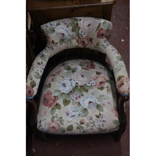 326 - An antique upholstered tub chair.