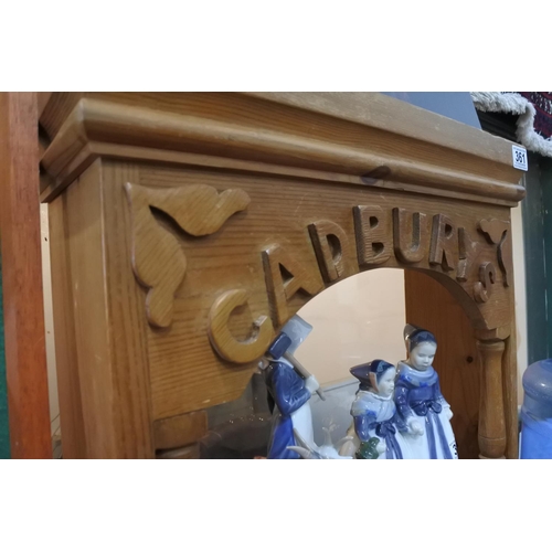 361 - A stunning pine advertising wall unit 'Cadburys', measuring 96cm X 49cm X 17cm.