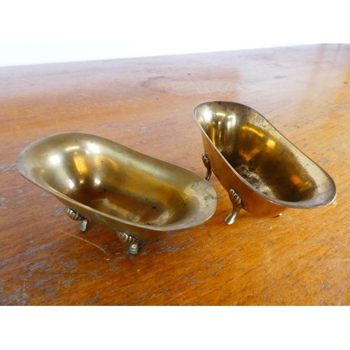 413 - A pair of miniature brass baths.