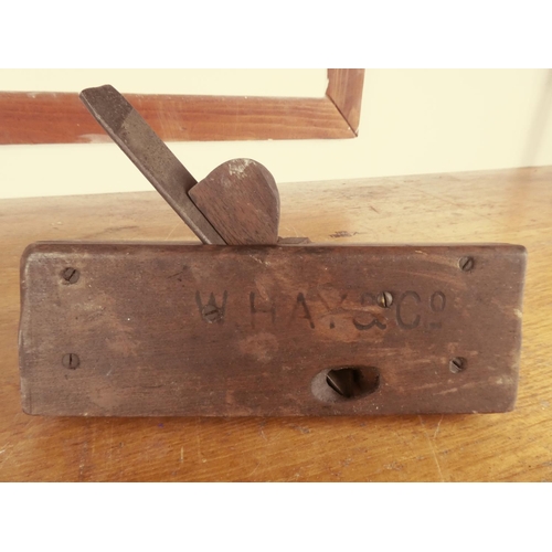 437 - An antique wooden angle plane stamped W Hay & Co and two others.