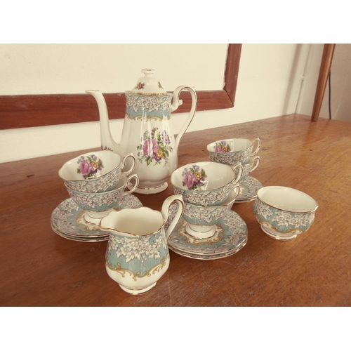 442 - A stunning Royal Albert 'Enchantment' bone china coffee set.