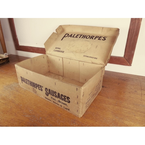 470 - A vintage cardboard storage box, 'Palethorpes Sausages'.