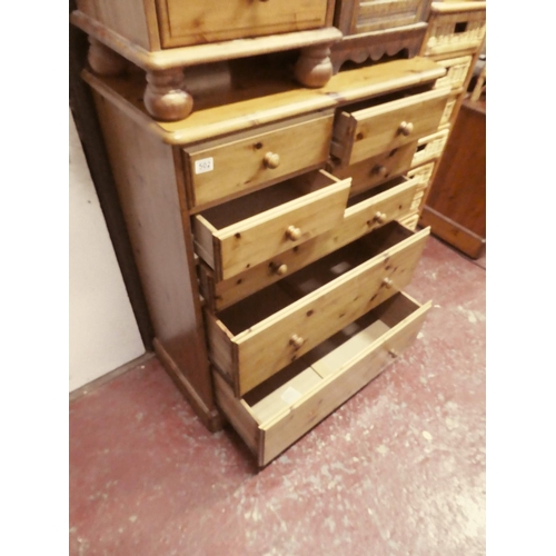 502 - A pine chest of 7 drawers, measuring 115cmx85cmx45cm.