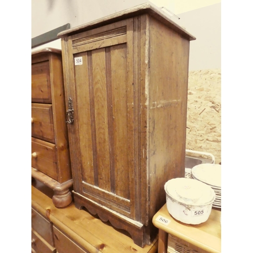 504 - An antique wooden bedside locker, measuring 70cmx35cmx35