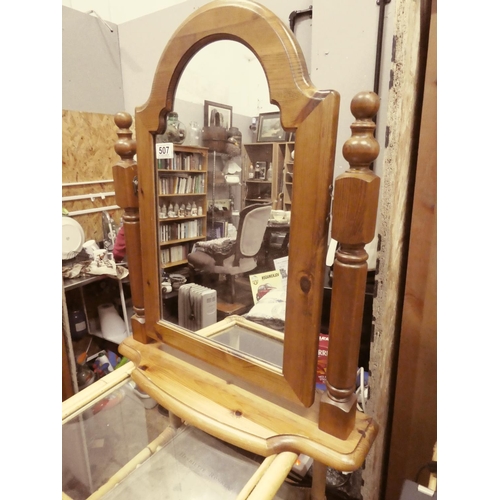 507 - A pine dressing table mirror.