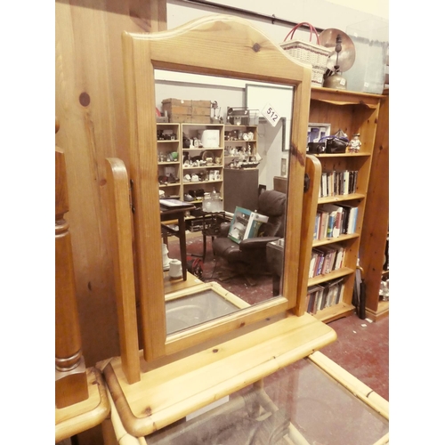 512 - A pine dressing table mirror.