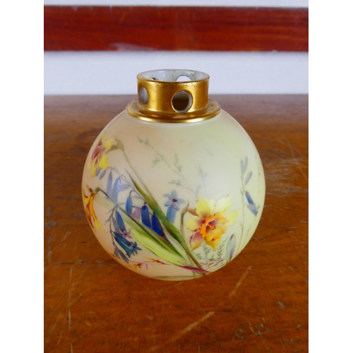 532 - A Royal Worcester candlestick holder (a/f) along with a Royal Worcester pot pourri vase (a/f).