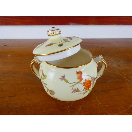 533 - A Royal Worcester lidded pot, 'Gilman Collamore and Co New York'.