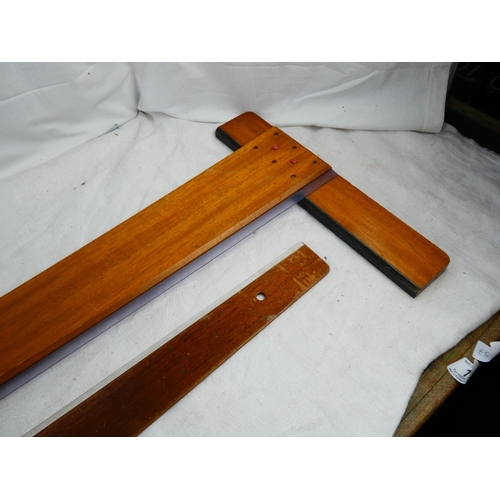 12 - Two large vintage wooden T-squares.