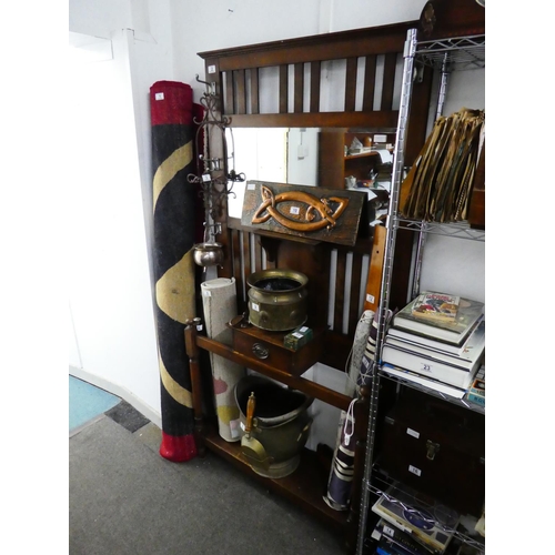 2 - A vintage oak hat and coat stand with original drip trays.