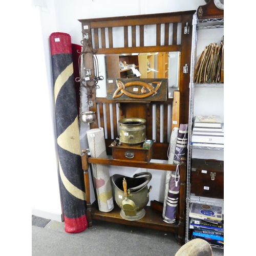 2 - A vintage oak hat and coat stand with original drip trays.