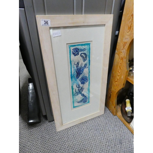 36 - A framed collograph 'Aquamarine' signed Gillian Thompson 1992.
