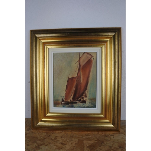 An original framed painting by Irish artist, Alan Beers 'Fishing Boat'. (Measuring 46x40cm).