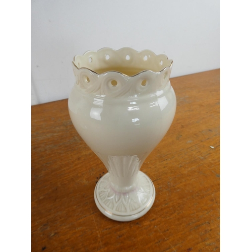 100 - A pair of Belleek pottery vases.