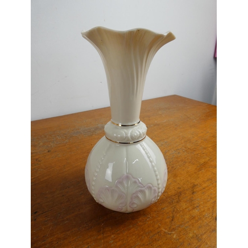 101 - A set of three Belleek pottery 'Rossmore' vases.