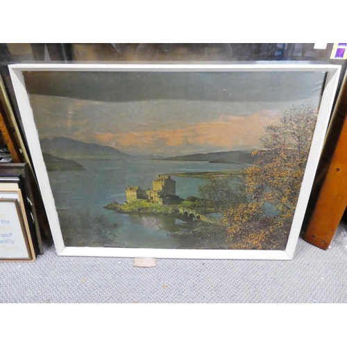 112 - A large vintage print of a castle scene, measuring 41