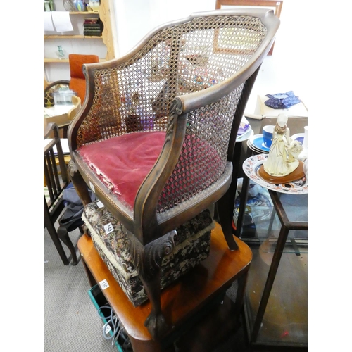 146 - A stunning antique Georgian walnut cane tub chair with ball and claw feet.