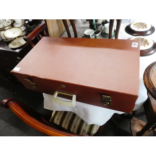 159 - A vintage Brexton picnic case containing Fiesta by Barker Bros tableware.