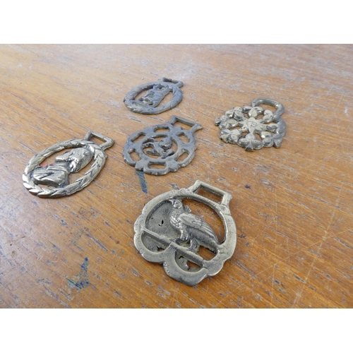 168 - Five vintage horse brasses.