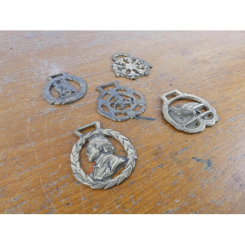 168 - Five vintage horse brasses.