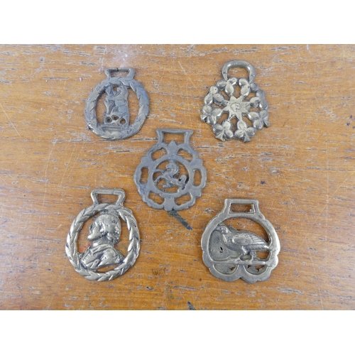 168 - Five vintage horse brasses.