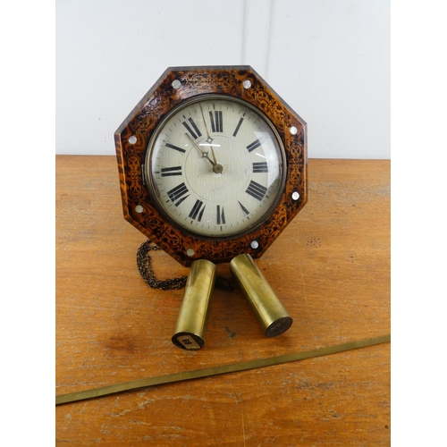 170 - An antique mahogany and mother of pearl inlay wall clock.