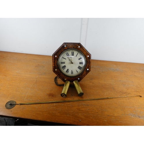 170 - An antique mahogany and mother of pearl inlay wall clock.