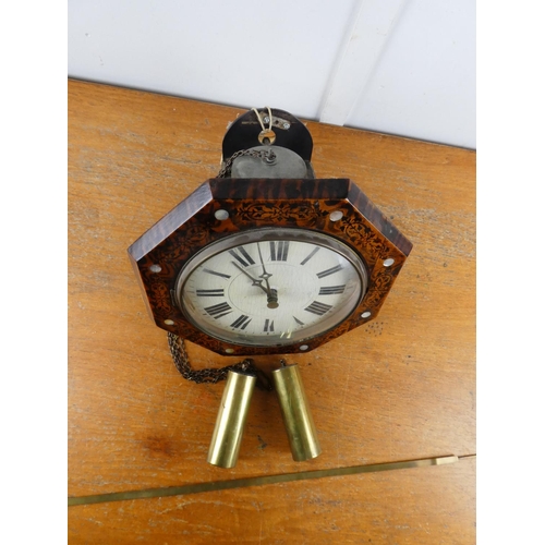 170 - An antique mahogany and mother of pearl inlay wall clock.