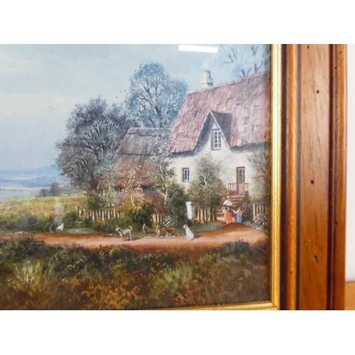 172 - A framed picture 'Cottages' by D Faine, measuring 16.5