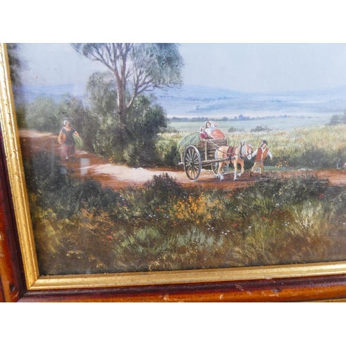 172 - A framed picture 'Cottages' by D Faine, measuring 16.5