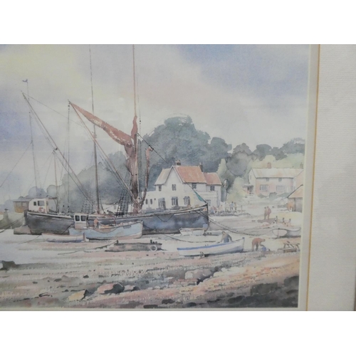 181 - A large framed harbour scene print by John Ward, measuring 26