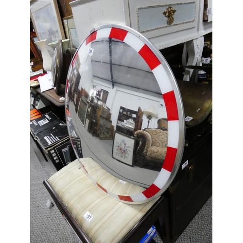 196 - A vintage framed convex wall mirror, measuring 26