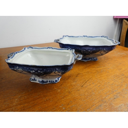 202 - A collection of antique blue and white Burslem platters and more.