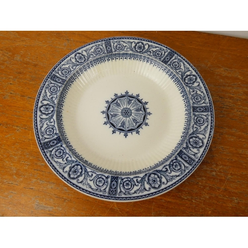 202 - A collection of antique blue and white Burslem platters and more.