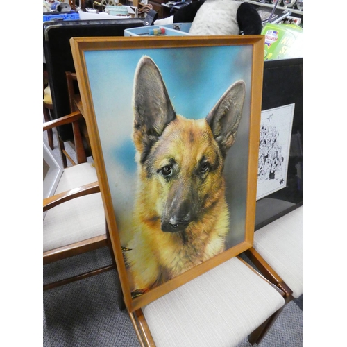 241 - A vintage framed picture of a dog.