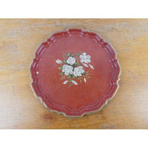 251 - A stunning metal tray with floral detail.