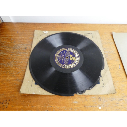 264 - A vintage Echo Margarine box and a collection of gramophone records.