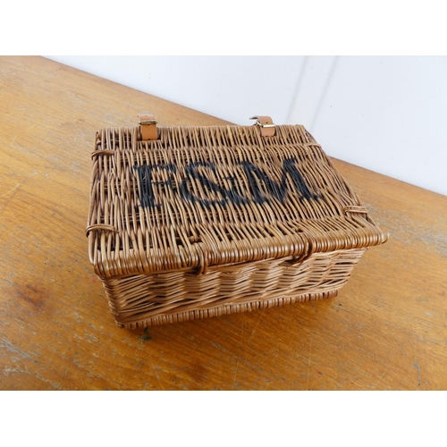 3 - A small wicker Fortnum & Mason basket, measuring 32cm x 24cm x 14cm.